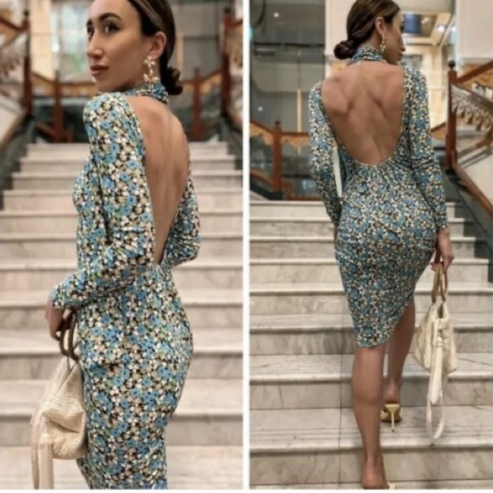 ZARA Floral Print Midi Dress – Size M (US 6/8)